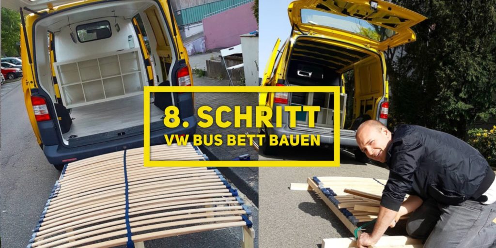 VW T5 Camper Ausbau 8. Schritt VW Bus Bett bauen